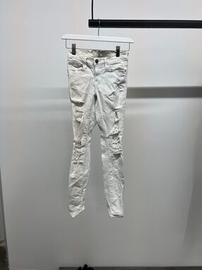 Frame Denim White Ripped Skinny Jeans